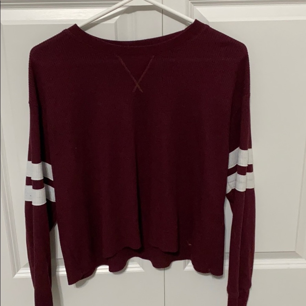Hollister Red Crop Top with White Stripes